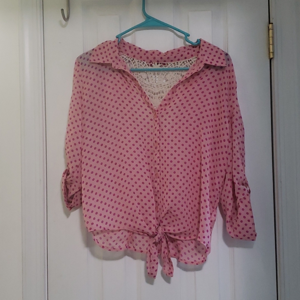 Pink button down shirt